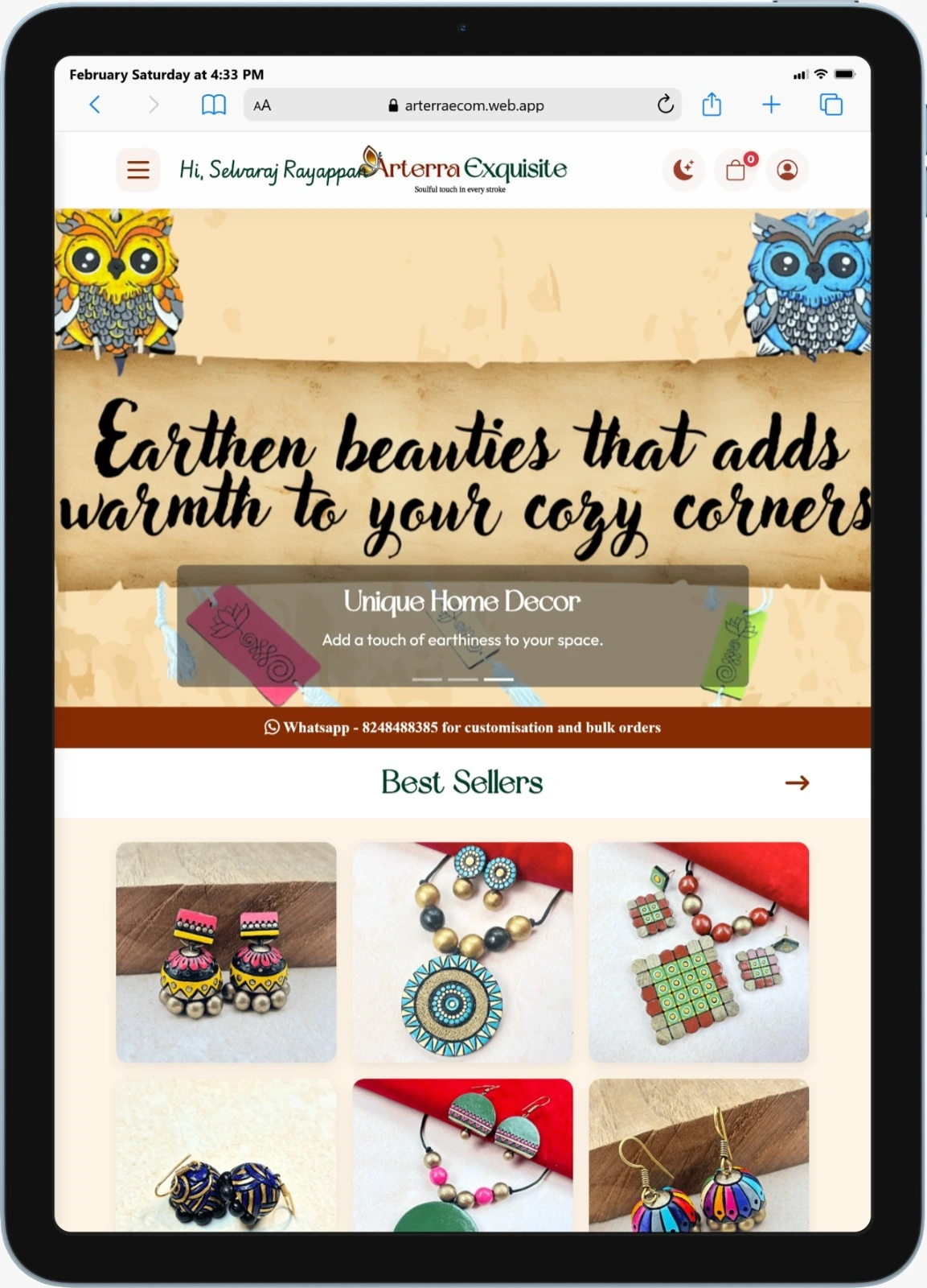 E-commerce website design for Arterra